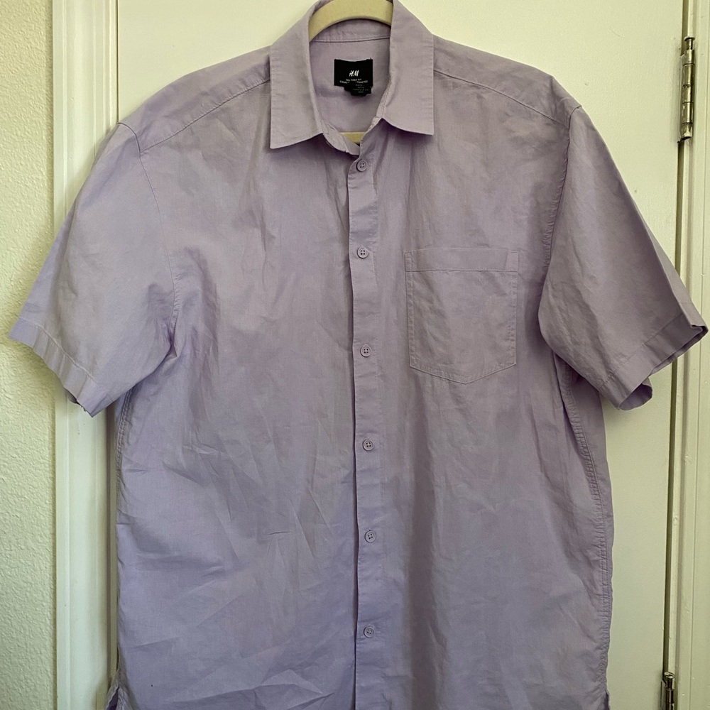 H&M Men's Purple Short Sleeve Shirt